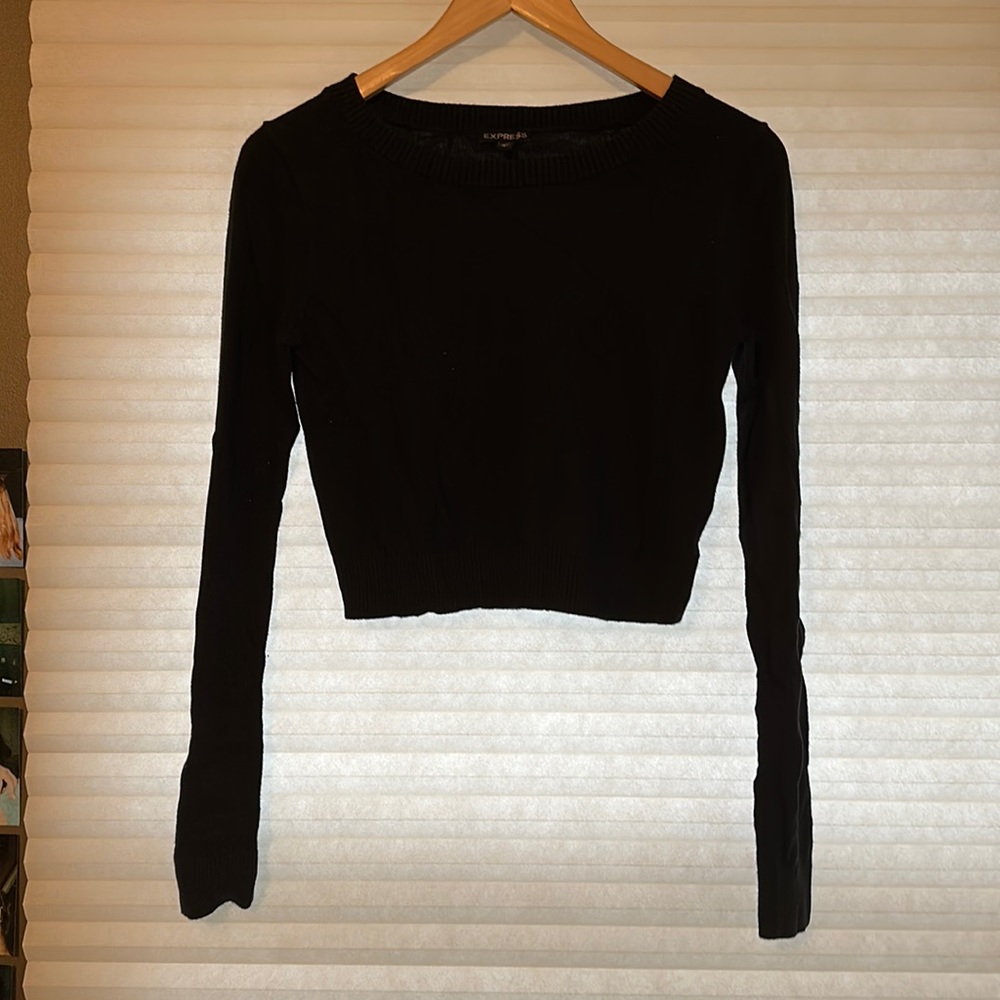 Express Black Long Sleeve Crop Top